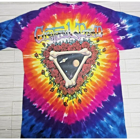 1992 Grateful Dead Space Your Face Liquid Blue Tie Dye Shirt Large Vintage - Picture 10 of 16